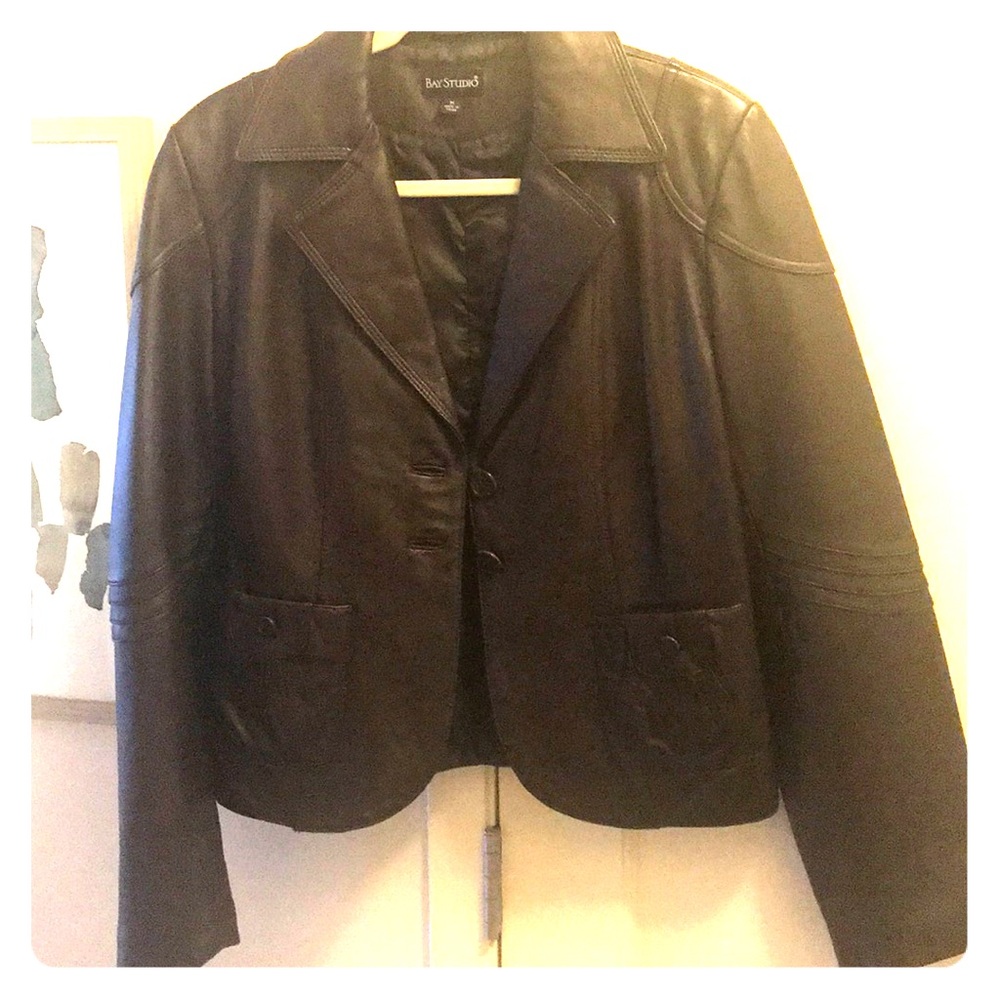 Dark Brown Genuine Leather Jacket Size M
